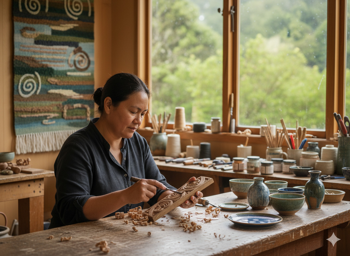 Artisan working in craft workshop