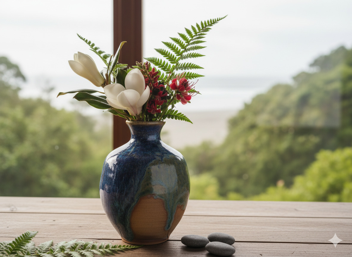 Handmade ceramic vase with natural glaze