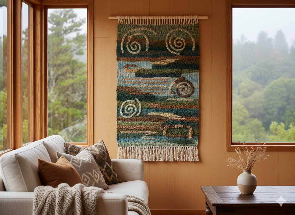 Handwoven textile wall hanging