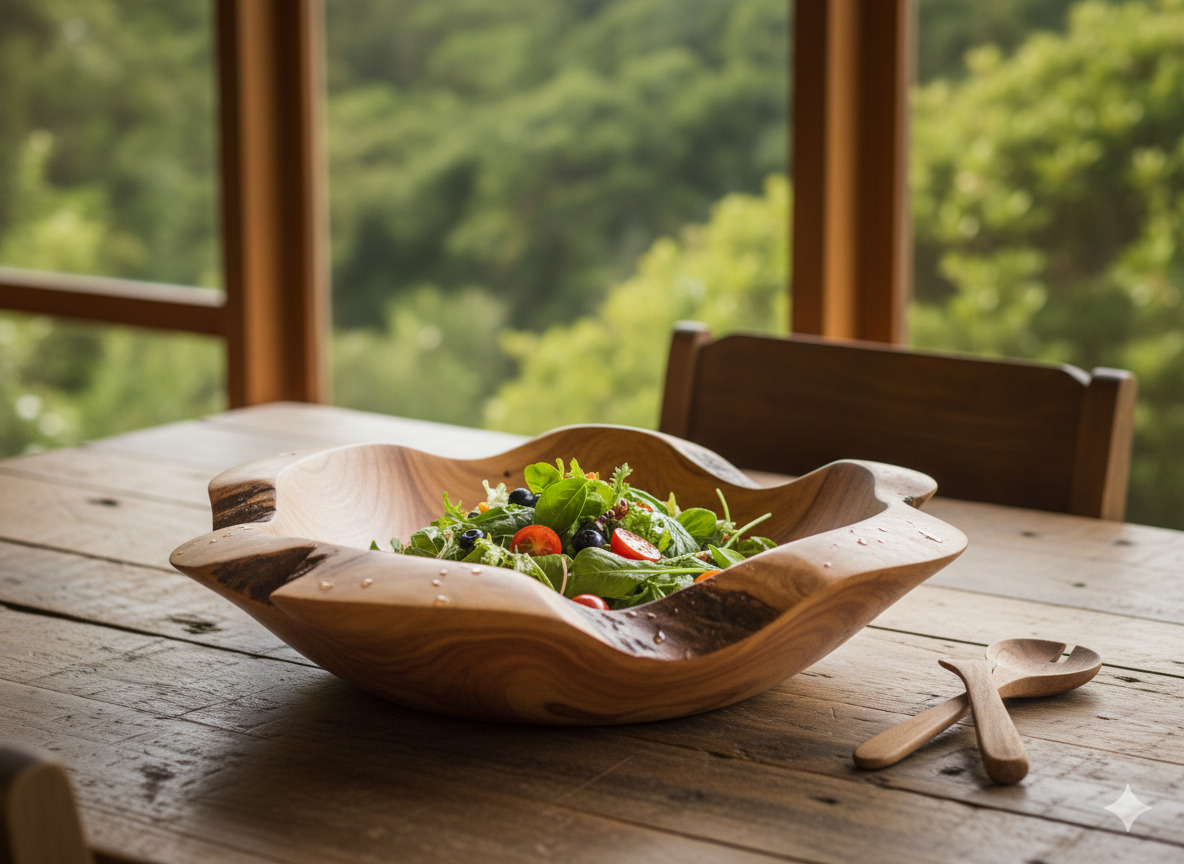 Handcrafted native wood serving bowl