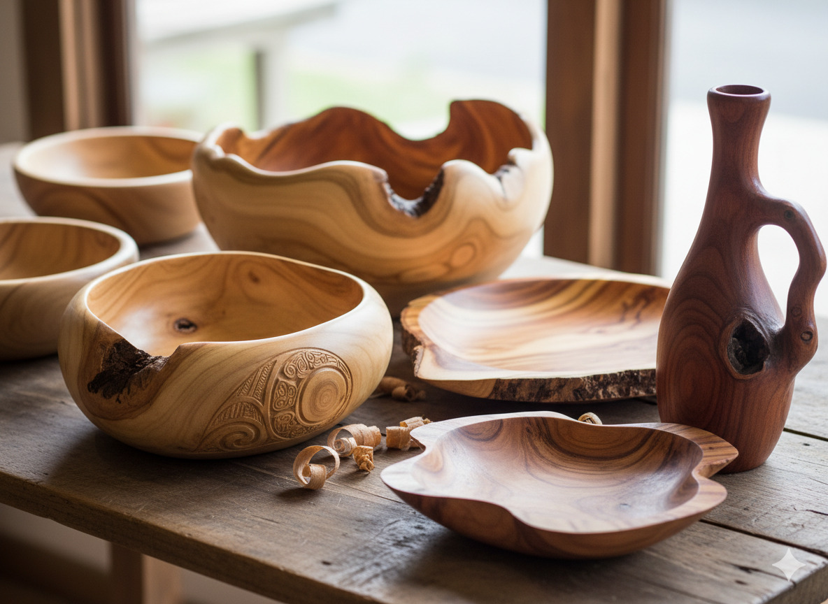 Handcrafted wooden bowls